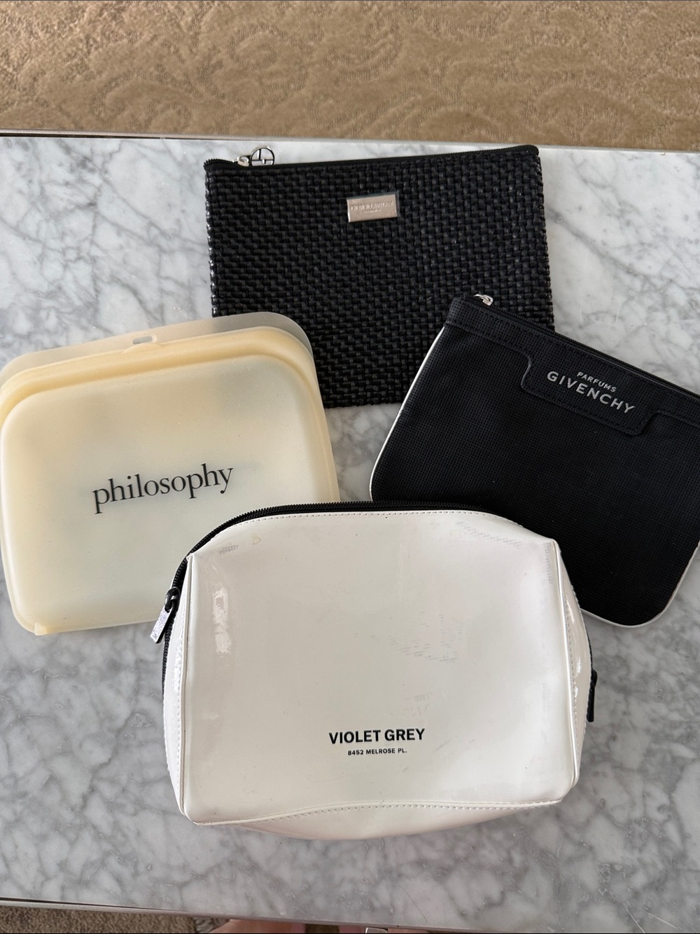 Givenchy Black Cosmetic Pouch with Assorted White & Cream Bags
